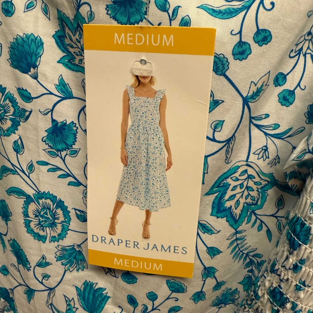 Draper James Teal and White Floral Midi Dress